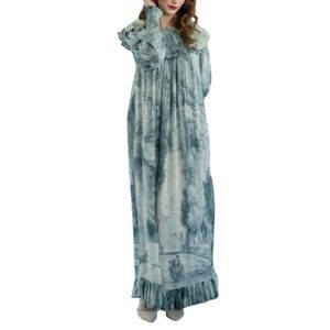 Lillou Cypress Avenue Maxi Dress Women's Medium Blue Toile Print Made In India